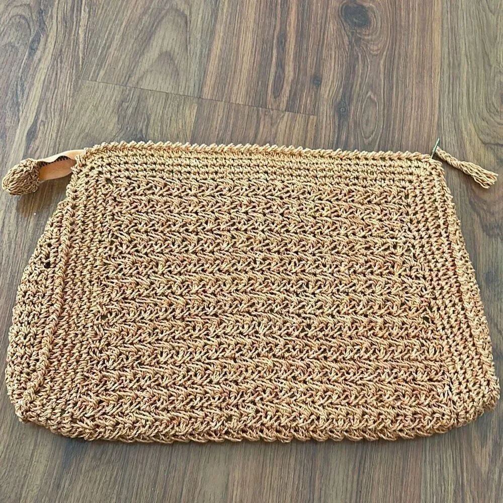 Gimbels department store vintage orange crochet clutch